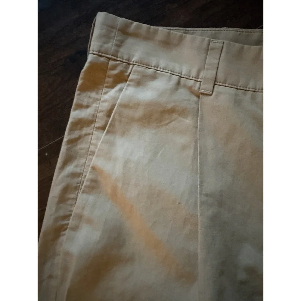 COS Linen Cotton Pleated Cropped  Trousers Womens 12 Beige High Rise 32x27